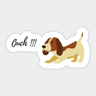 brown dog ouch design Sticker